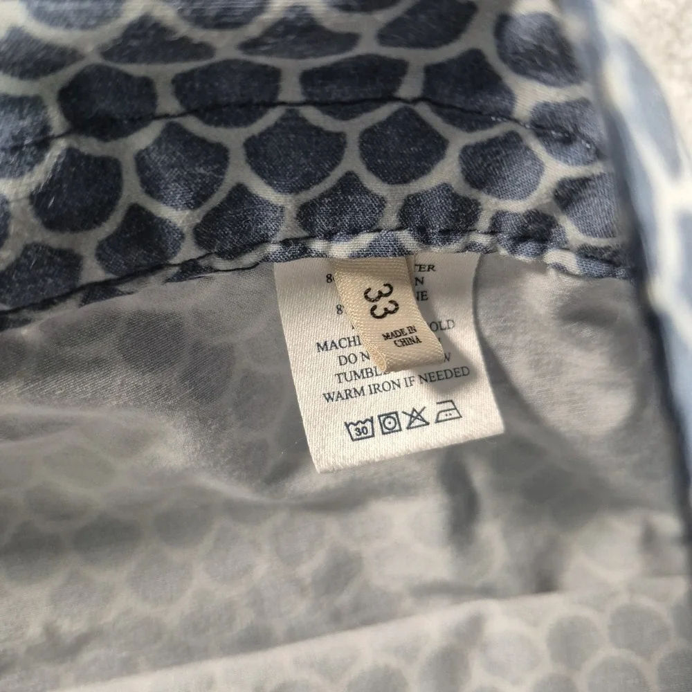 Faherty Classic Board Shorts Mens 33 Fish Scale Batik Swim Trunks Blue Surf
